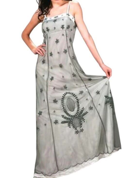 Hopeless Romantic Dresses & Skirts - Hopeless Romantic Grey Embroidered Maxi dress 20s Gatsby Victorian White Size S